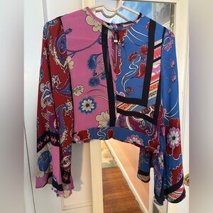 Womens Multicolor Floral Paisley Long-Sleeve Top From Madrid